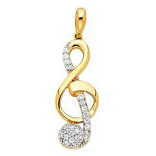Load image into Gallery viewer, 14K Yellow Gold 9mm CZ The Treble Clef Pendant