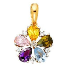 Load image into Gallery viewer, 14K Yellow Gold 12mm Multi CZ Flower Pendant
