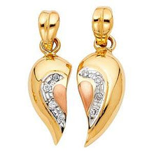 Load image into Gallery viewer, 14k Two Tone Gold 17mm CZ Heart 2 Piece Assorted Pendant Set