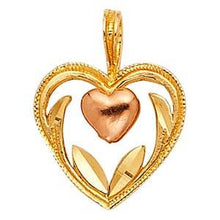 Load image into Gallery viewer, 14k Two Tone Gold 10mm Heart Assorted Pendant