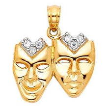Load image into Gallery viewer, 14k Yellow Gold 18mm CZ Mask Assorted Pendant