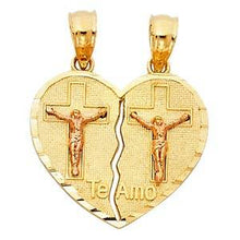 Load image into Gallery viewer, 14k Two Tone Gold 19mm Teamo Heart 2 Piece Assorted Pendant