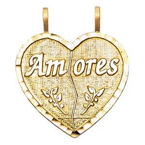 14k Yellow Gold 26mm Teamo Heart 2 Piece Assorted Pendant
