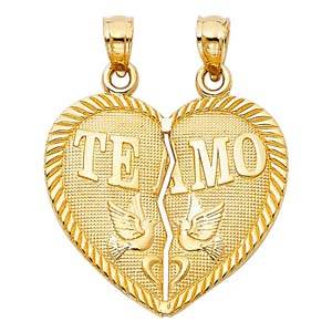 14k Yellow Gold 23mm Teamo Heart 2 Piece Assorted Pendant