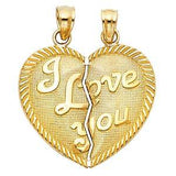 14k Yellow Gold 23mm Teamo Heart 2 Piece Assorted Pendant