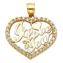 Load image into Gallery viewer, 14k Yellow Gold 23mm CZ I Love You Heart Assorted Pendant