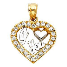 Load image into Gallery viewer, 14k Yellow Gold 15mm CZ I Love You Heart Assorted Pendant