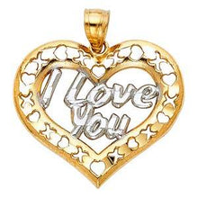 Load image into Gallery viewer, 14k Yellow Gold 26mm CZ I Love You Heart Assorted Pendant