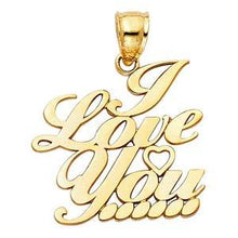 Load image into Gallery viewer, 14k Yellow Gold 20mm I Love You Heart Assorted Pendant