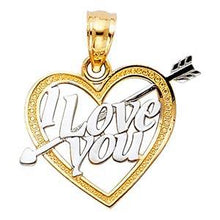 Load image into Gallery viewer, 14k Two Tone Gold 15mm I Love You Heart Assorted Pendant