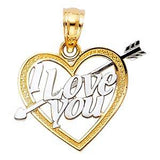 14k Two Tone Gold 15mm I Love You Heart Assorted Pendant