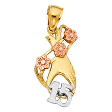 Load image into Gallery viewer, 14K Two Tone 12mm 15 Years Years Heart Pendant