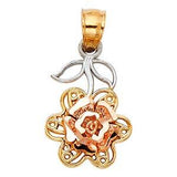 14k Tri Color Gold 10mm Rose Assorted Pendant