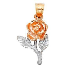 Load image into Gallery viewer, 14k Two Tone Gold 13mm Rose Assorted Pendant