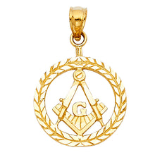 Load image into Gallery viewer, 14K Yellow Gold 16mm Freemason Masonic Pendant