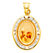 Load image into Gallery viewer, 14K Yellow Gold 14mm Communion CZ Religious Pendant
