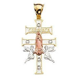 14K Gold Tri Color Two Tone 29mm Religious Crucifix Pendant