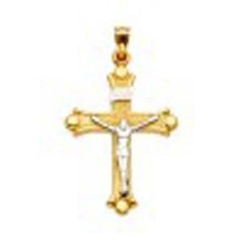 Load image into Gallery viewer, 14K Gold Two Tone 25mm Religious Crucifix Pendant - silverdepot