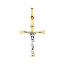Load image into Gallery viewer, 14K Gold Two Tone 17mm Religious Crucifix Pendant - silverdepot