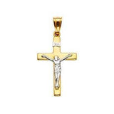14K Gold Two Tone 16mm Religious Crucifix Pendant