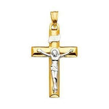 14K Gold Two Tone 20mm Religious Crucifix Pendant