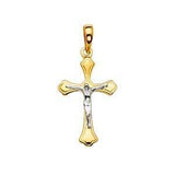 14K Gold Two Tone 17mm Religious Crucifix Pendant