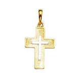 14K Two Tone 15mm Cross Pendant