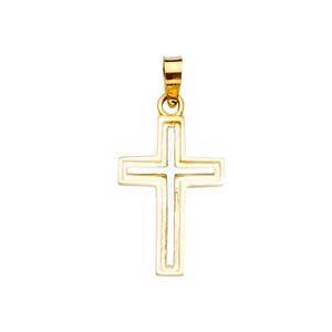 14K Two Tone 14mm Cross Pendant