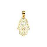14K Two Tone 11mm Hamsa Pendant