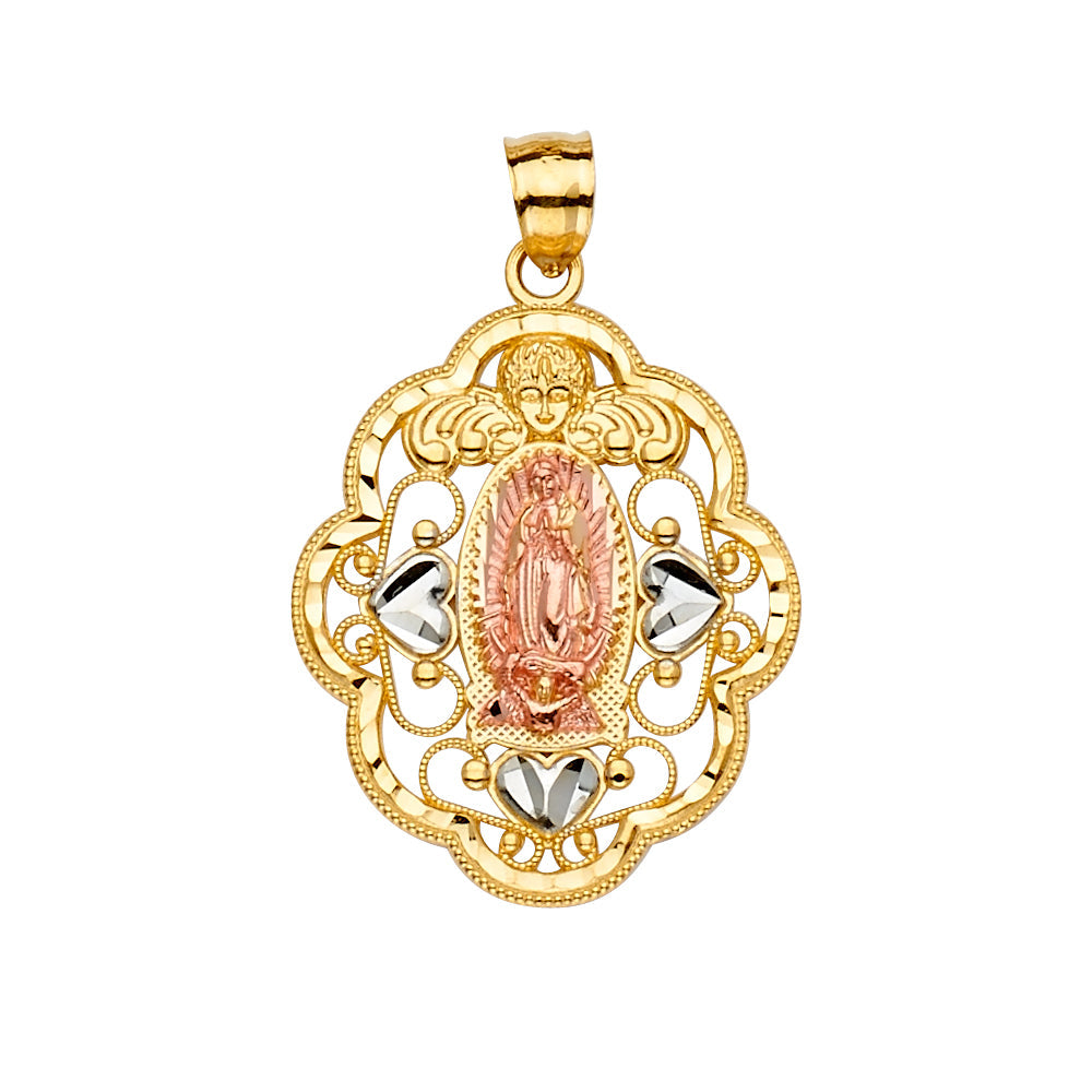 14KTri Color 26mm Religious Guadalupe Pendant