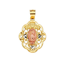 Load image into Gallery viewer, 14K Tri Color 17mm Religious Guadalupe Pendant - silverdepot