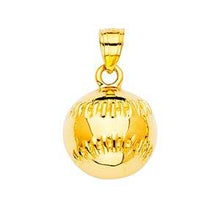 Load image into Gallery viewer, 14K Yellow Gold 14mm Baseball Pendant with a Flat Back