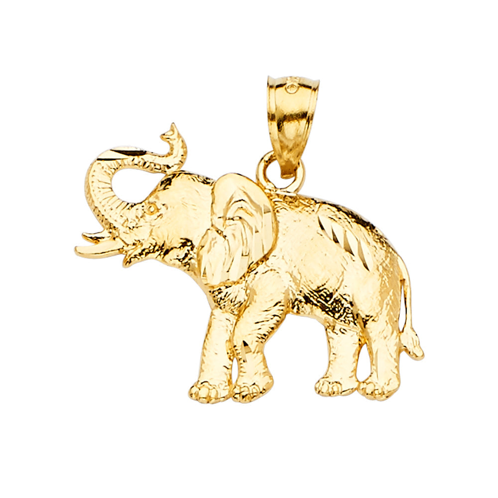14K Yellow Gold 22mm Elephant Pendant