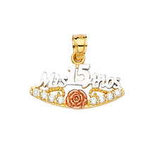 Load image into Gallery viewer, 14K Tri Color 20mm CZ 15 Years Pendant