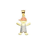 14k Tri Color Gold 12mm Boy Assorted Pendant