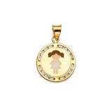 14k Yellow Gold 15mm CZ Enamel Girl Assorted Pendant