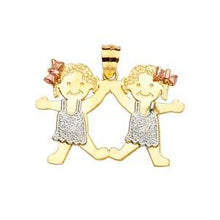 Load image into Gallery viewer, 14k Yellow Gold 28mm Girl-Girl Assorted Pendant