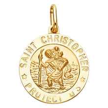 Load image into Gallery viewer, 14K Yellow Gold 20mm St. Christopher Religious Pendant