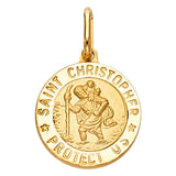 14K Yellow Gold 15mm St. Christopher Religious Pendant