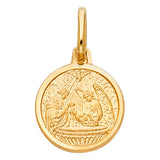 14K Yellow Gold 15mm Baptism Religious Pendant