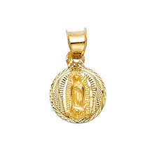 Load image into Gallery viewer, 14K Yellow Gold 10mm DC Guadlupe Stamp Religious Pendant