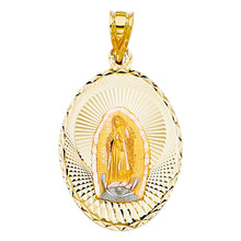Load image into Gallery viewer, 14K Tri Color 22mm DC Guadlupe Stamp Religious Pendant