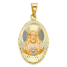 Load image into Gallery viewer, 14K Tri Color 17mm DC Jesus Stamp Religious Pendant - silverdepot