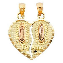Load image into Gallery viewer, 14k Two Tone Gold 20mm Religious Guadlupe Broken Heart Assorted Pendant