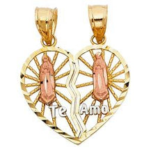 Load image into Gallery viewer, 14k Two Tone Gold 20mm Religious Guadlupe Broken Heart Assorted Pendant