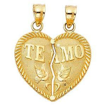 Load image into Gallery viewer, 14k Yellow Gold 20mm TEAMO Couple Broken Heart Assorted Pendant