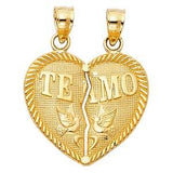 14k Yellow Gold 20mm TEAMO Couple Broken Heart Assorted Pendant