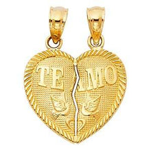 Load image into Gallery viewer, 14k Yellow Gold 15mm Small TEAMO Couple Broken Heart Assorted Pendant