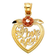 Load image into Gallery viewer, 14k Two Tone Gold 16mm I Love You Heart Assorted Pendant