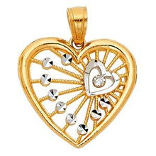 Load image into Gallery viewer, 14k Two Tone Gold 18mm Heart Assorted Pendant